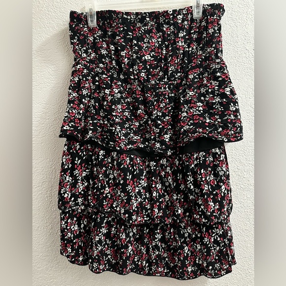 Ruffled Floral And Black Boho Skirt From Céline By Champion Size L - Picture 1 of 6